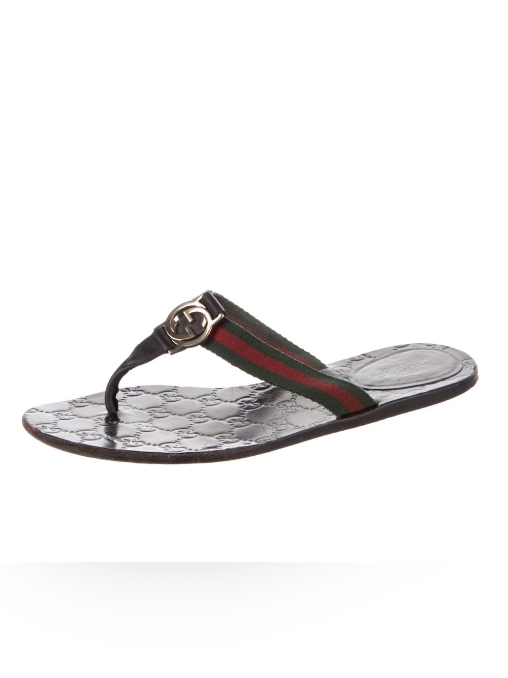 Gucci GG Logo Canvas Flip Flops